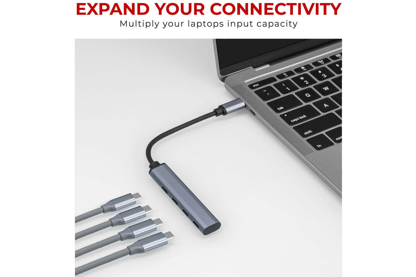 Nikkai USB-C Multiport Hub to 4x USB-C Ports with 13cm Cable