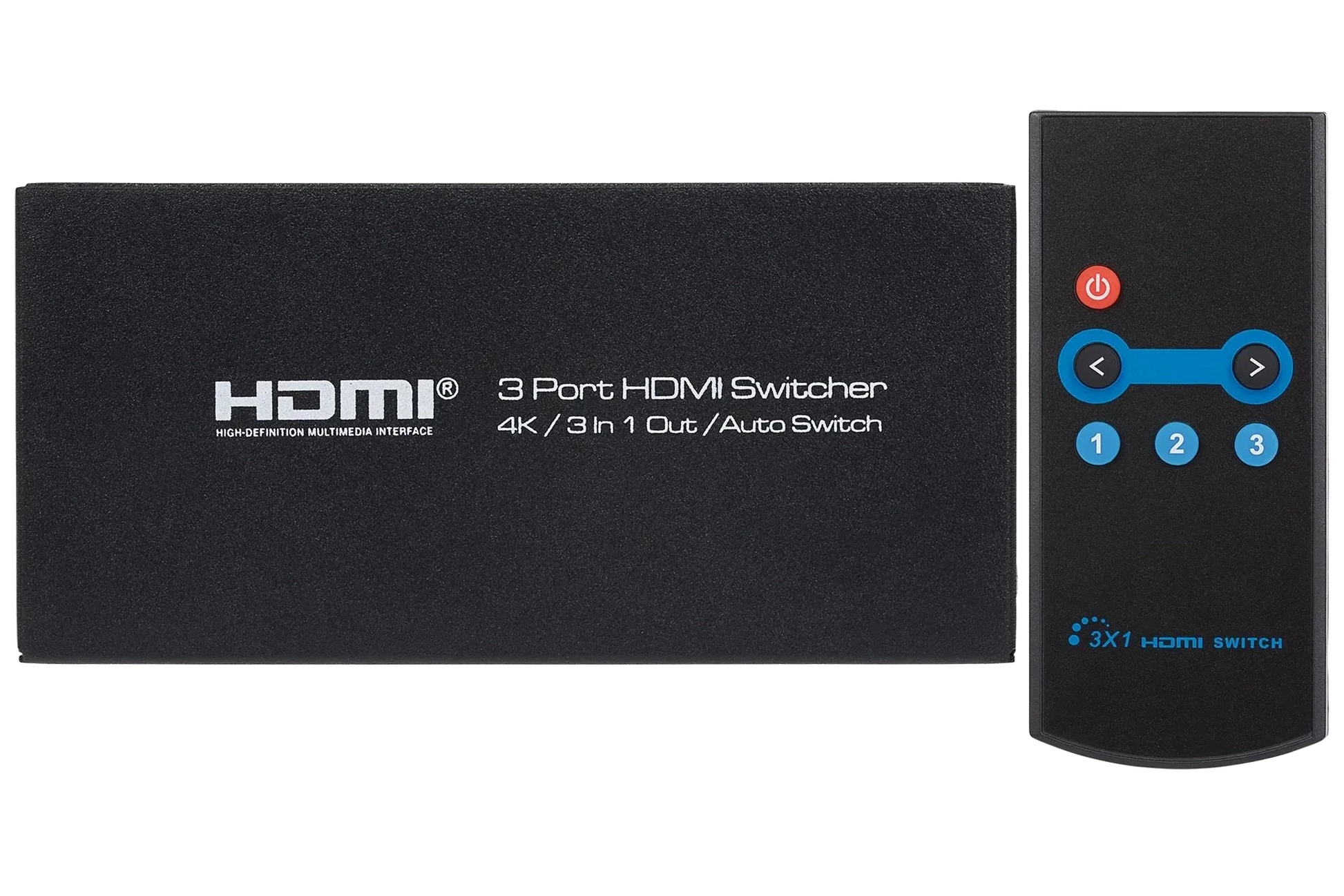Nikkai 3-Port HDMI Switch 4K 30Hz Resolution with Remote Control - Black - Nikkai.co