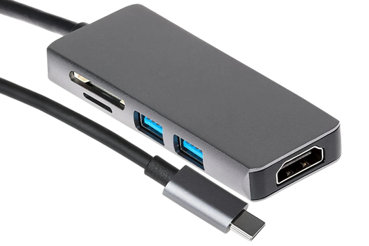 Nikkai USB-C to HDMI / USB-A 3.0 x2 / SD Card Docking Station - Silver - Nikkai.co
