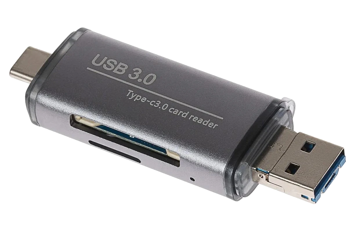 Nikkai USB-C & USB-A 3.0 SD / MicroSD Card Reader - Silver - Nikkai.co