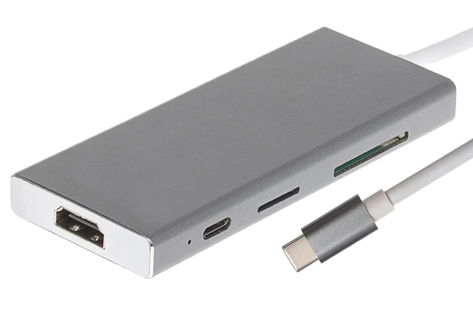 Nikkai USB-C to USB-A 3.0 x 3 / HDMI / SD / USB-C PD / MicroSD Docking Station - Silver - Nikkai.co