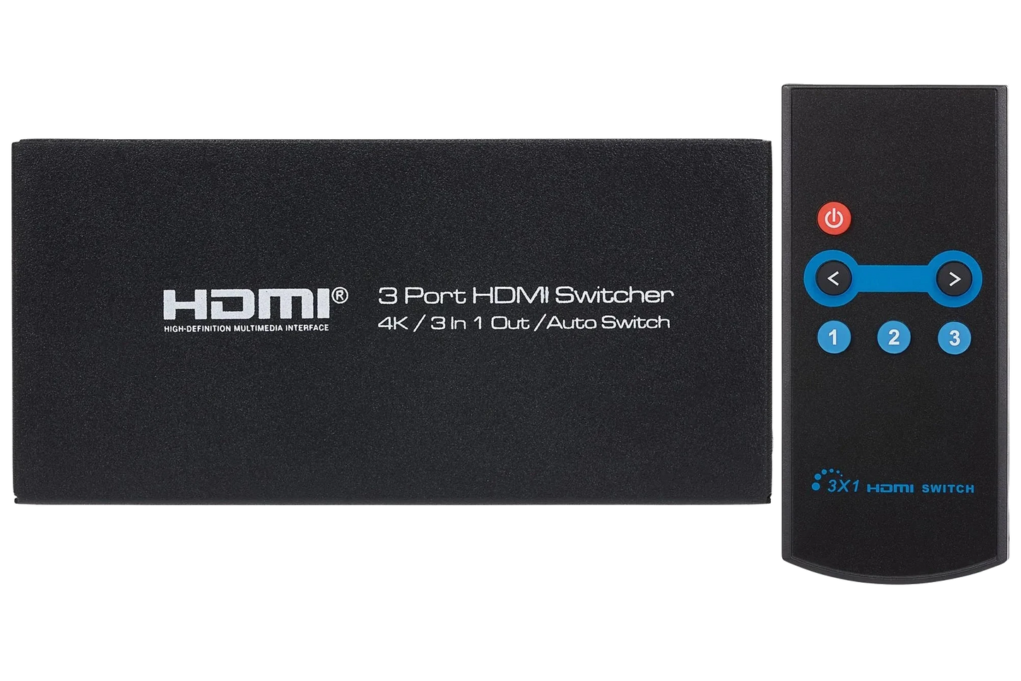 Nikkai 3-Port HDMI Switch 4K 30Hz Resolution with Remote Control - Black - Nikkai.co