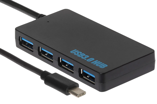 Nikkai USB-C to 4 Port USB-A 3.0 High Speed Portable Hub - Black - Nikkai.co