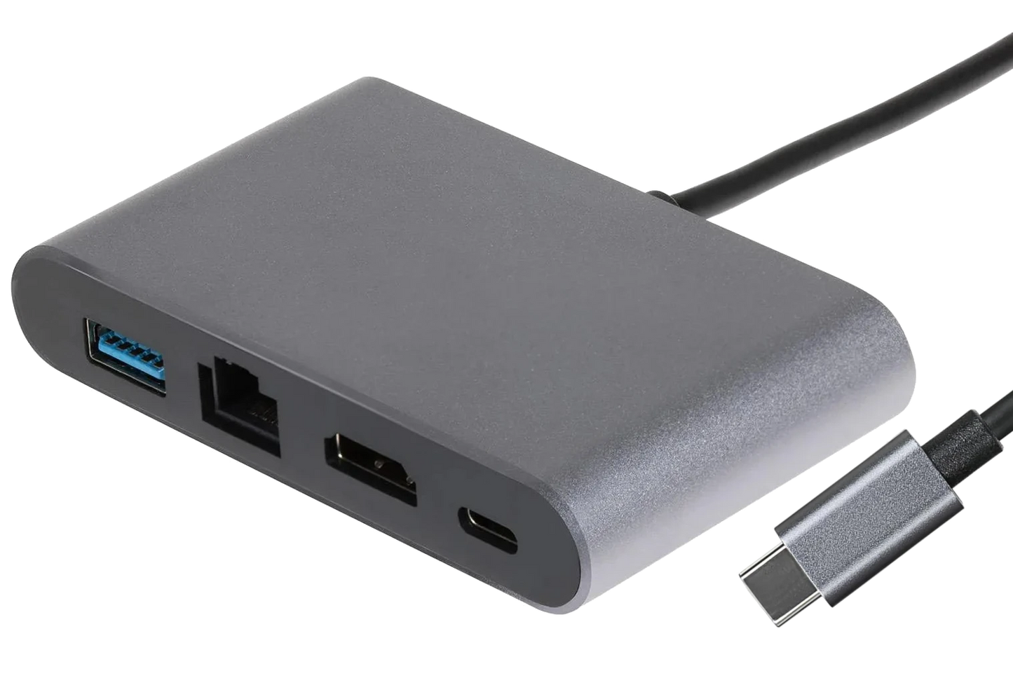 Nikkai USB-C to USB-A 3.0 / HDMI / RJ45 / USB-C Docking Station - Silver - Nikkai.co