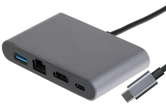 Nikkai USB-C to USB-A 3.0 / HDMI / RJ45 / USB-C Docking Station - Silver - Nikkai.co