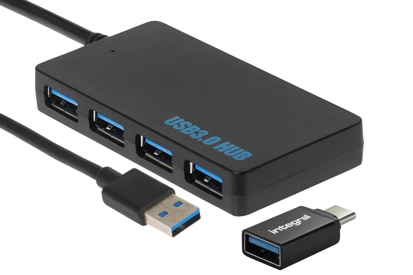 Nikkai USB-A to 4 Port USB-A 3.0 High Speed Hub including USB-A to USB-C Adapter - Nikkai.co