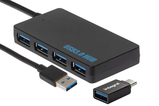 Nikkai USB-A to 4 Port USB-A 3.0 High Speed Hub including USB-A to USB-C Adapter - Nikkai.co