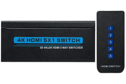 Nikkai HDMI Switch 5 Ports in 1 Port out 4k 30Hz Resolution with Remote Control - Black - Nikkai.co