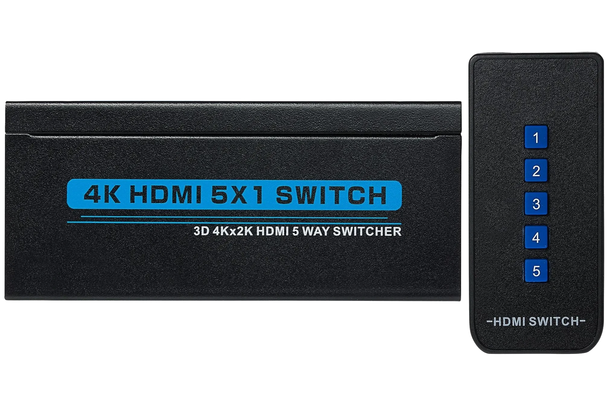 Nikkai HDMI Switch 5 Ports in 1 Port out 4k 30Hz Resolution with Remote Control - Black - Nikkai.co