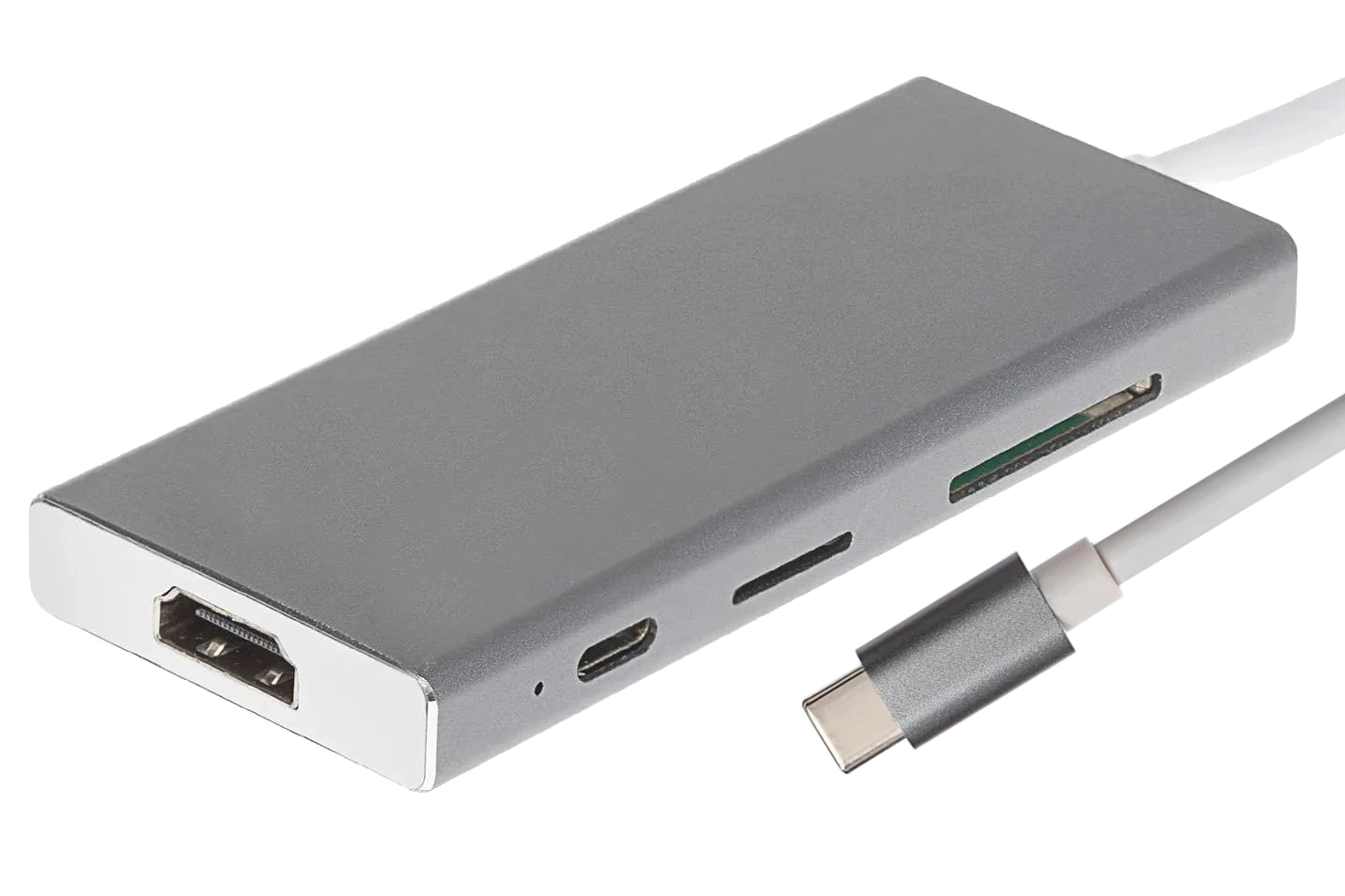 Nikkai USB-C to USB-A 3.0 x 3 / HDMI / SD / USB-C PD / MicroSD Docking Station - Silver - Nikkai.co