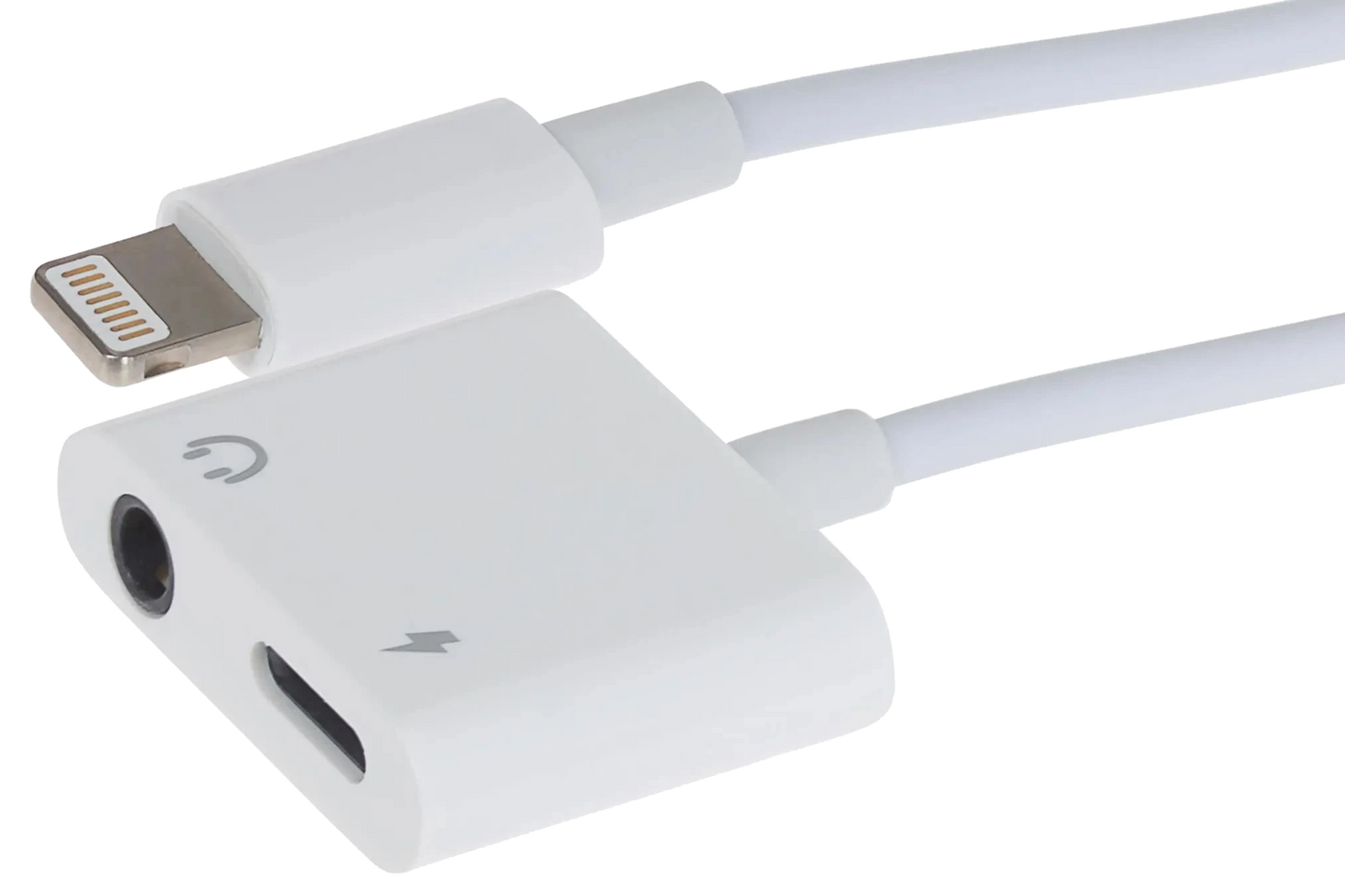 Nikkai Lightning to 3.5mm Audio Jack / Lightning Charging Port Adapter - White - Nikkai.co