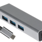 Nikkai USB-C to USB-A 3.0 x 3 / Gigabit RJ45 Ethernet Multiport Hub - Silver - Nikkai.co