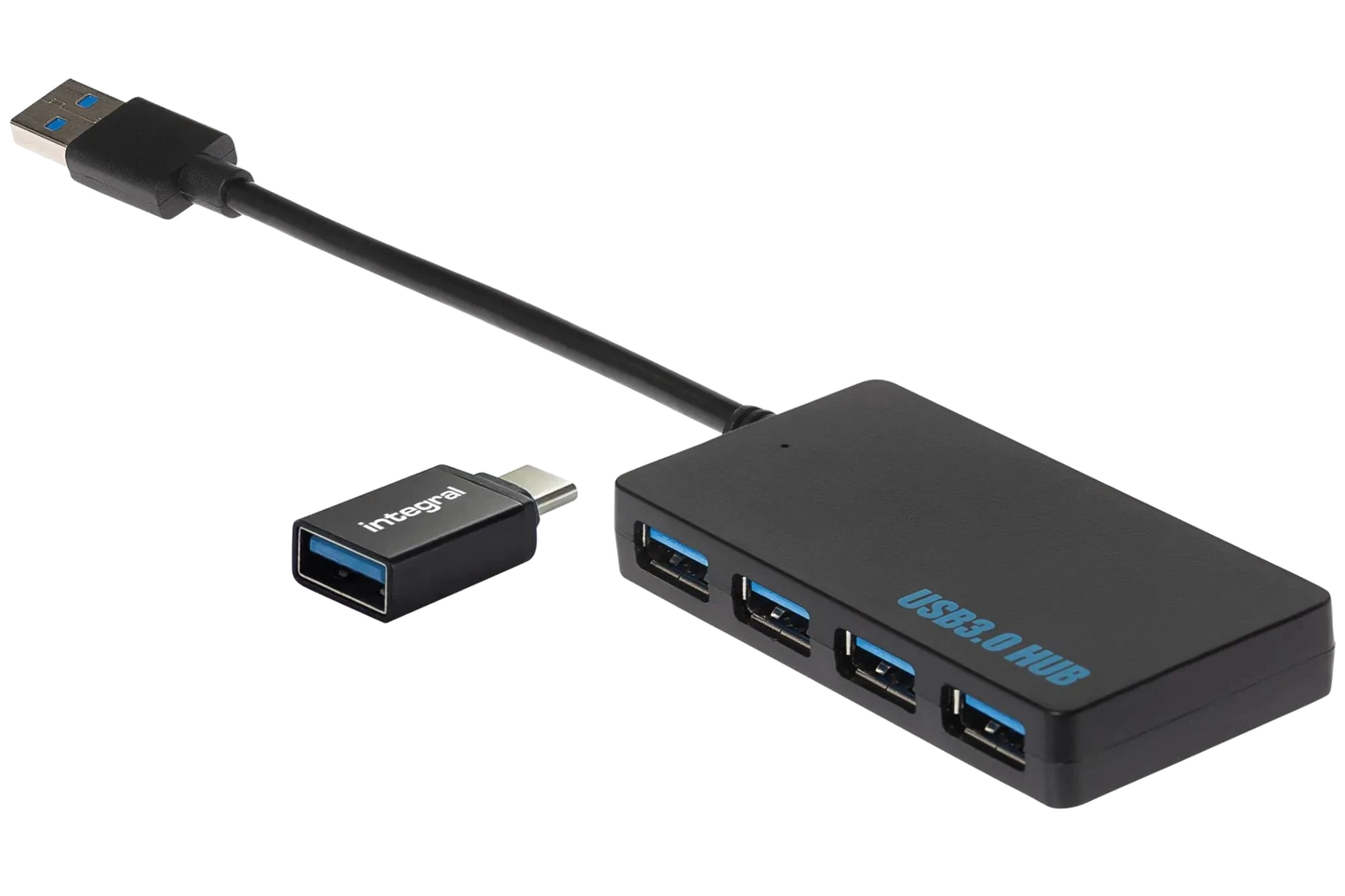 Nikkai USB-A to 4 Port USB-A 3.0 High Speed Hub including USB-A to USB-C Adapter - Nikkai.co