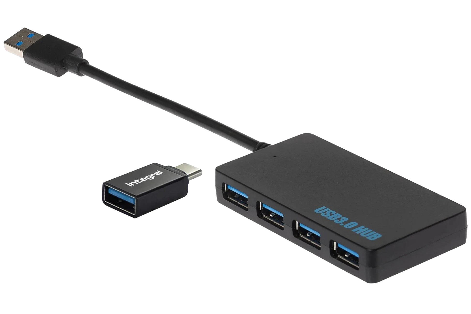 Nikkai USB-A to 4 Port USB-A 3.0 High Speed Hub including USB-A to USB-C Adapter - Nikkai.co